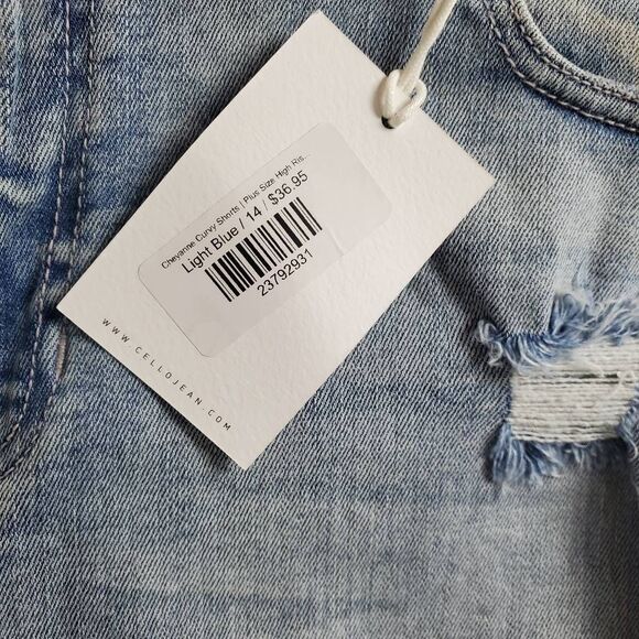Ms. Cello Women’s Curvy Distressed High Rise Jean Shorts Size 14 Light Blue - Picture 5 of 9